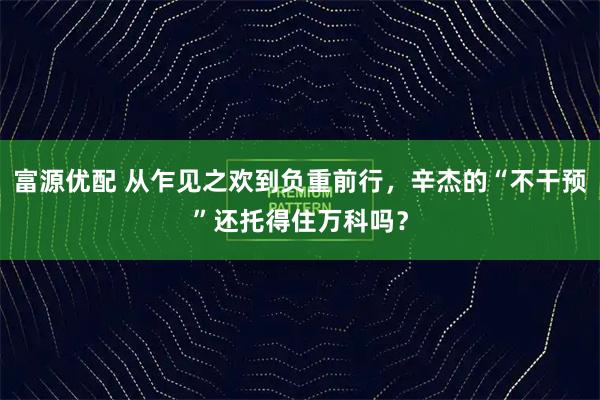富源优配 从乍见之欢到负重前行，辛杰的“不干预”还托得住万科吗？