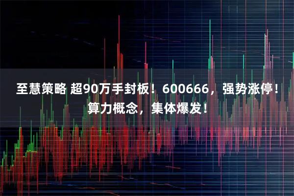 至慧策略 超90万手封板！600666，强势涨停！算力概念，集体爆发！